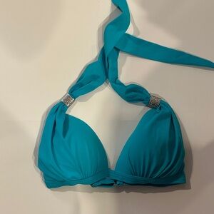 NWOT size D VENUS Goddess Push-up Teal Bikini Top